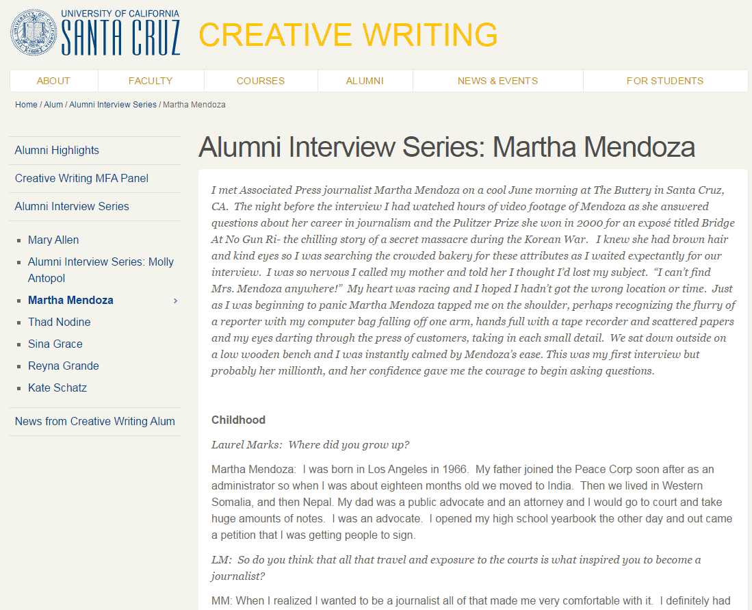 UCSC alumni interview content