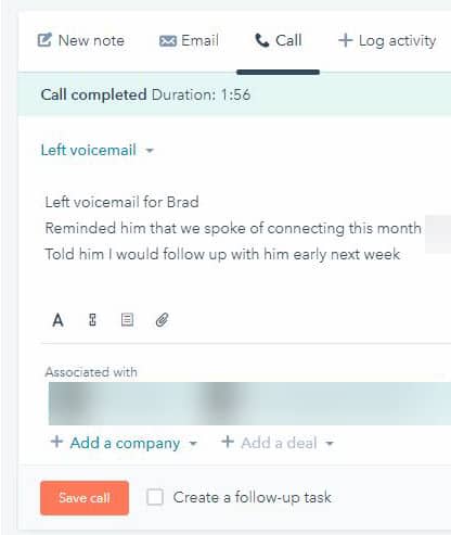 CRM follow up call