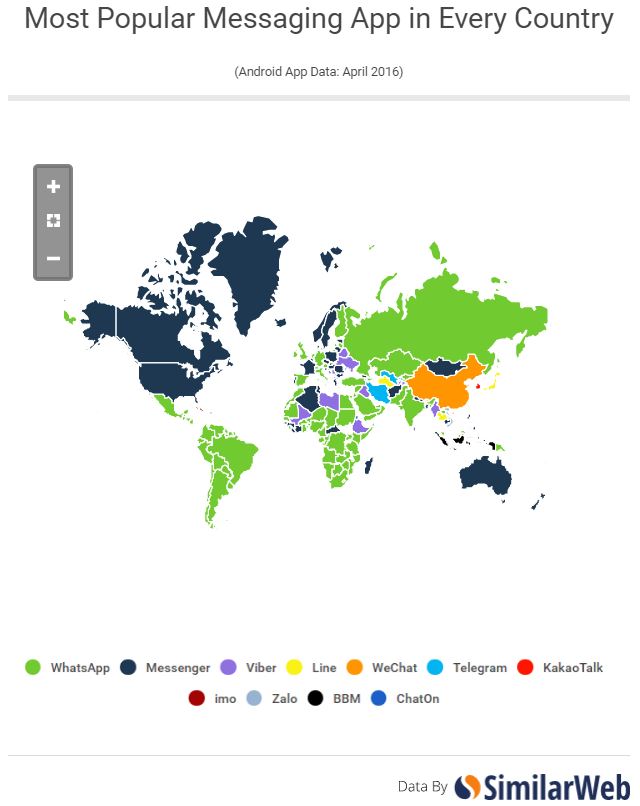 image of a map showing whatsapp bot for education is the most popular among the most countries