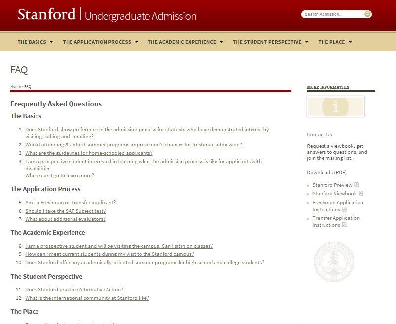 Stanford FAQ