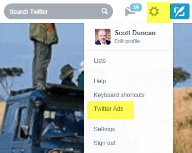 Twitter ads dropdown