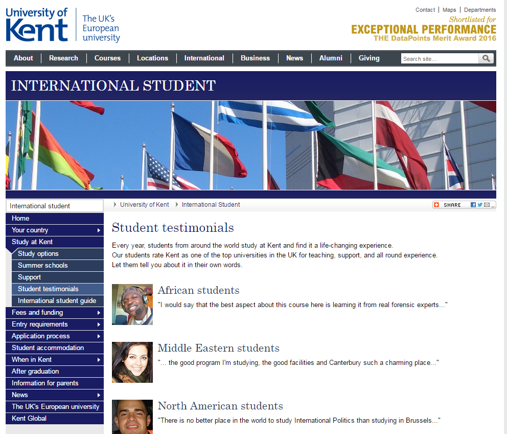 University Kent International Student Content Marketing
