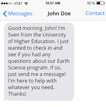 higher education SMS