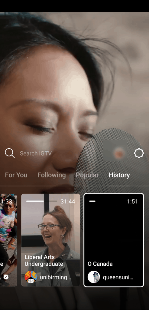 a screenshot image of an example for igtv