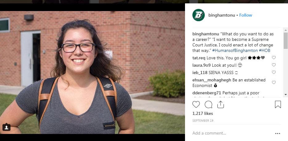 example of using instagram campaign for student recruitment