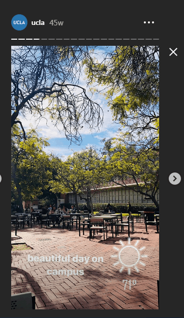 example of using instagram stories to showcase campus