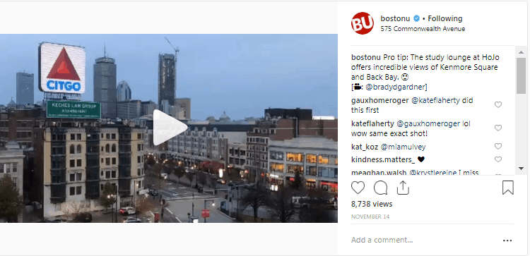 example of an instagram video to advertise a campus