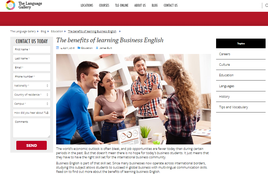 Language Gallery education content marketing 