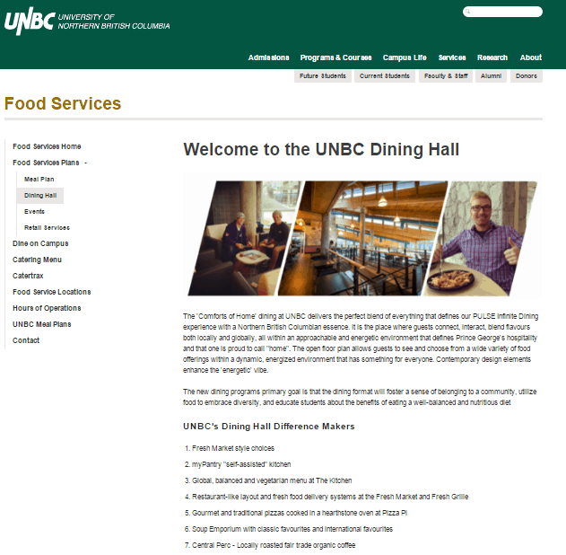 UNBC dining services