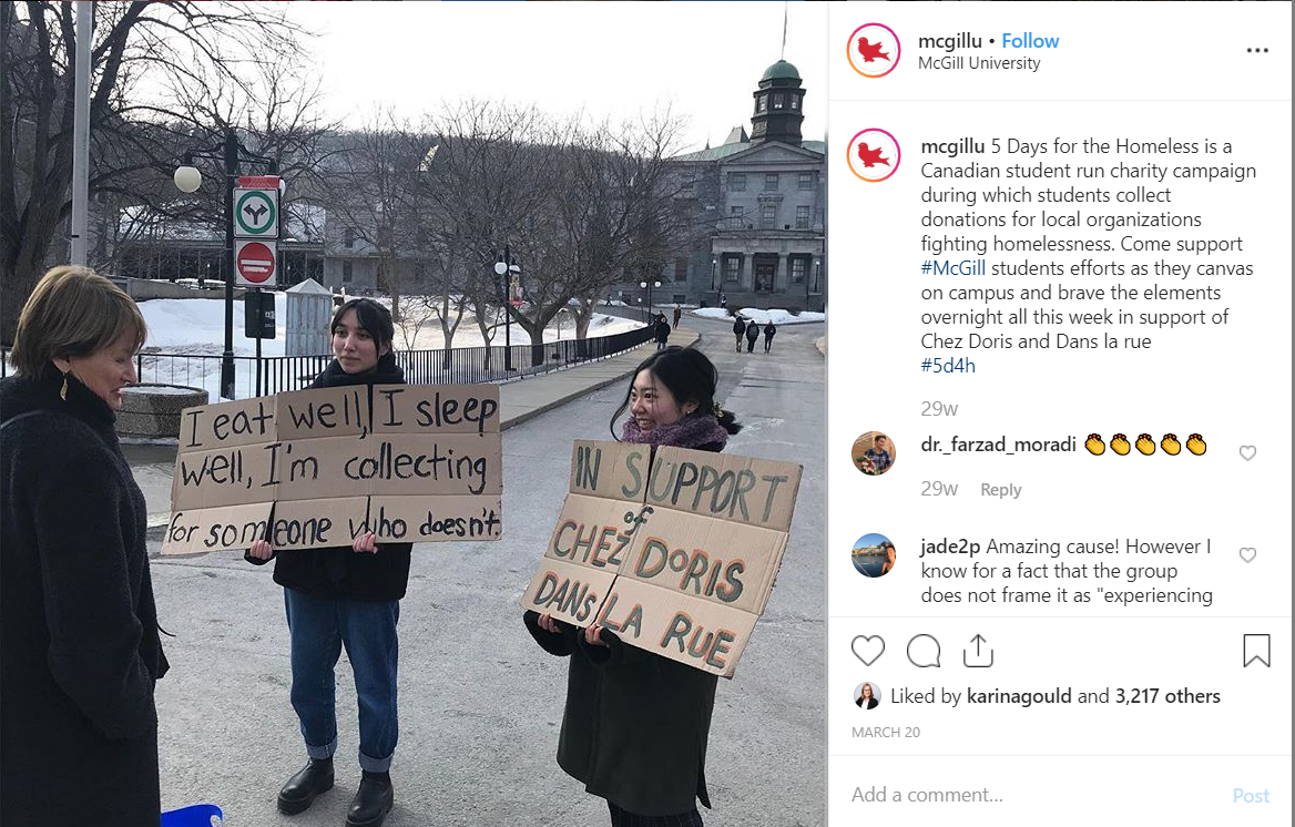 McGill Instagram post demonstrating content ideas for schools