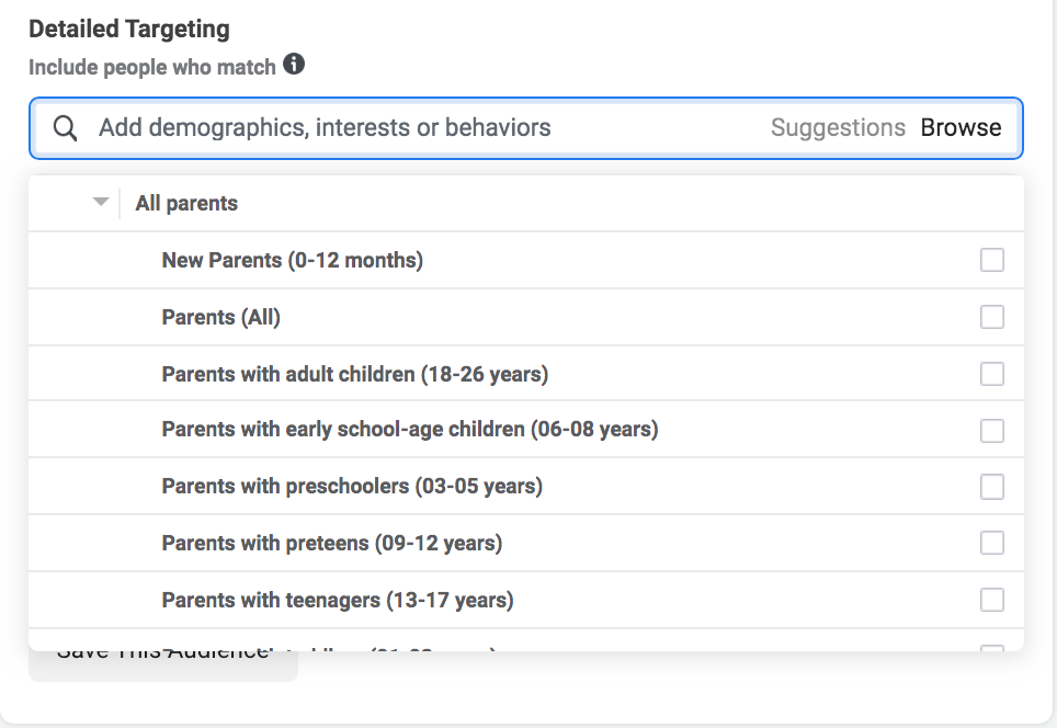 image showing how to target students on facebook ads with demographics