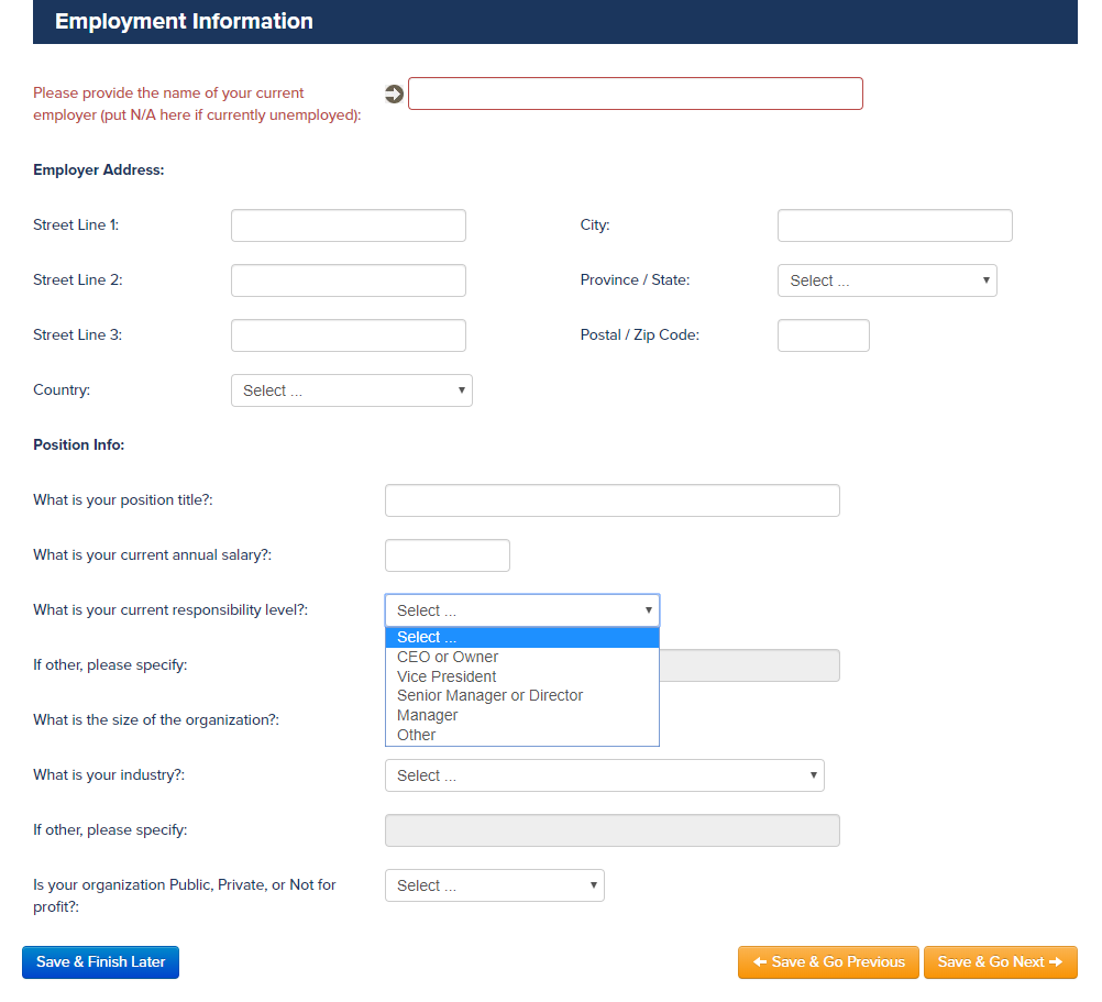 student application portal for higher ed