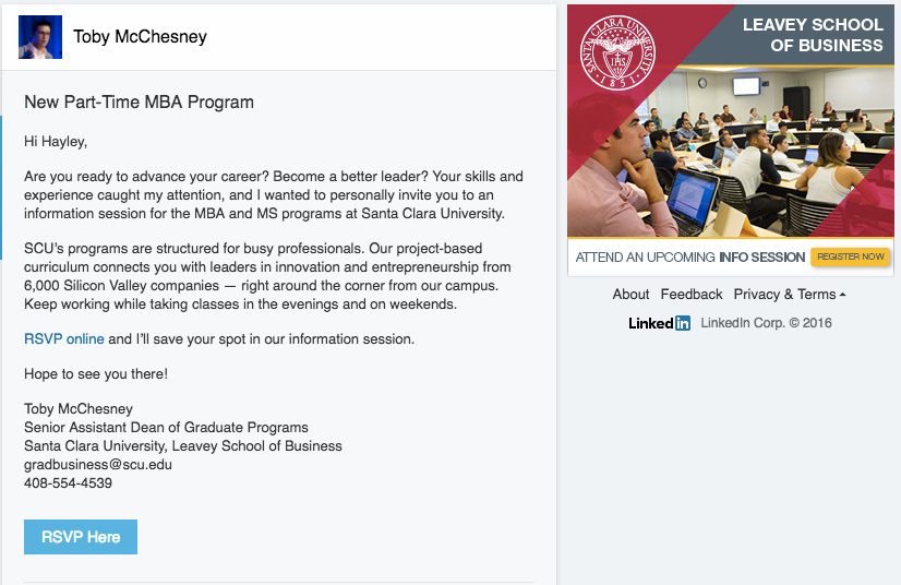 LinkedIn InMail for schools