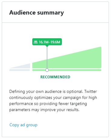 image showing recommended audience summary