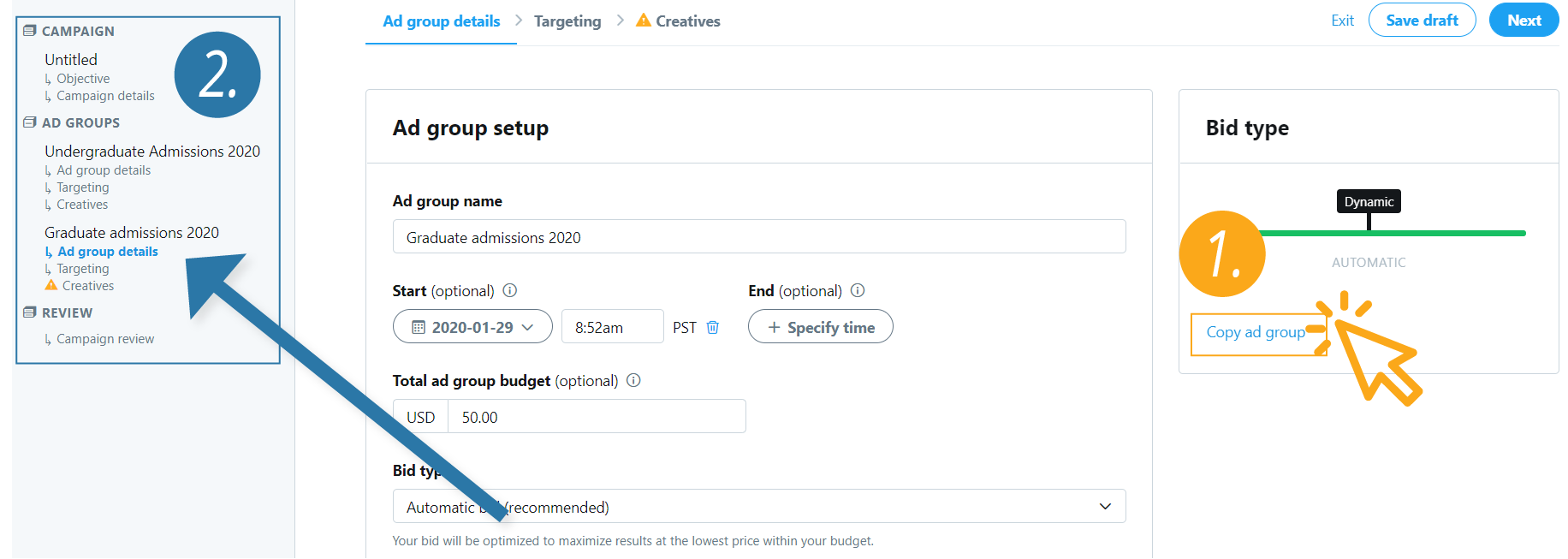 image showing how to add twitter ad details