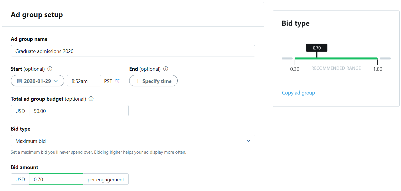 image showing how to set twitter ad bit amount