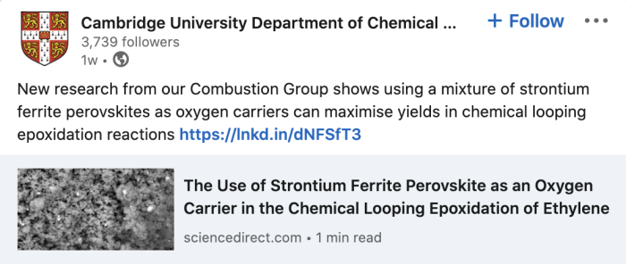 An example of social media marketing for schools using LinkedIn