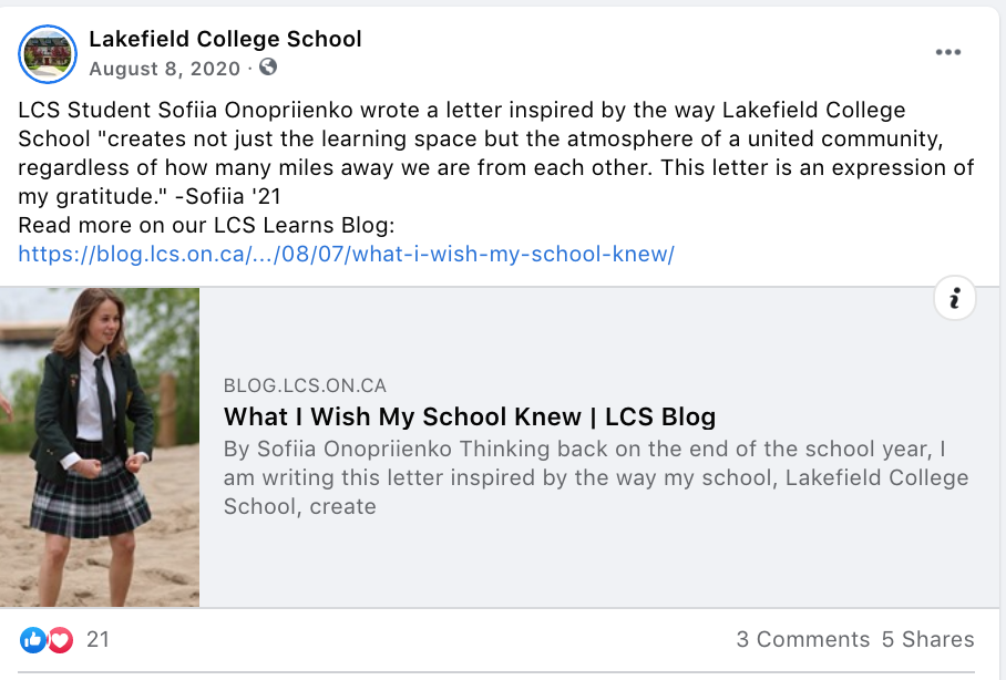 sample image of facebook post as part of a higher education content marketing plan for a college