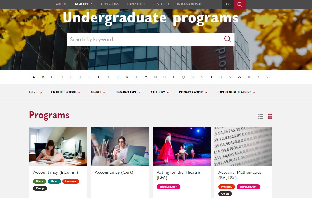 higher education website design