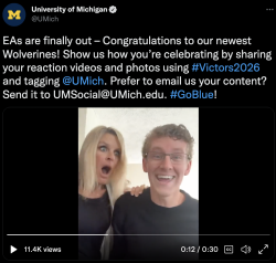 University of Michigan engaging tweet