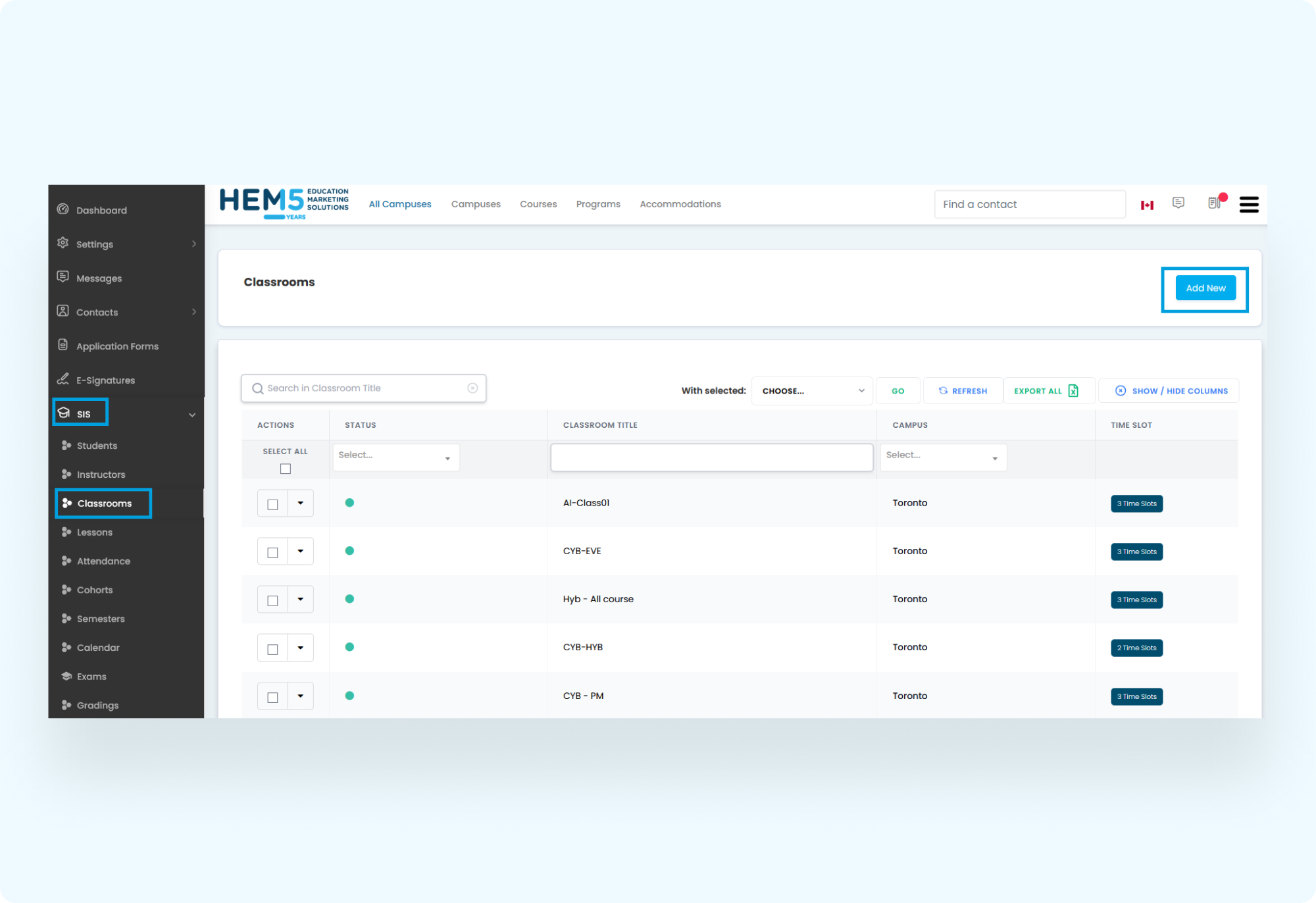 Accessing the Classrooms Area