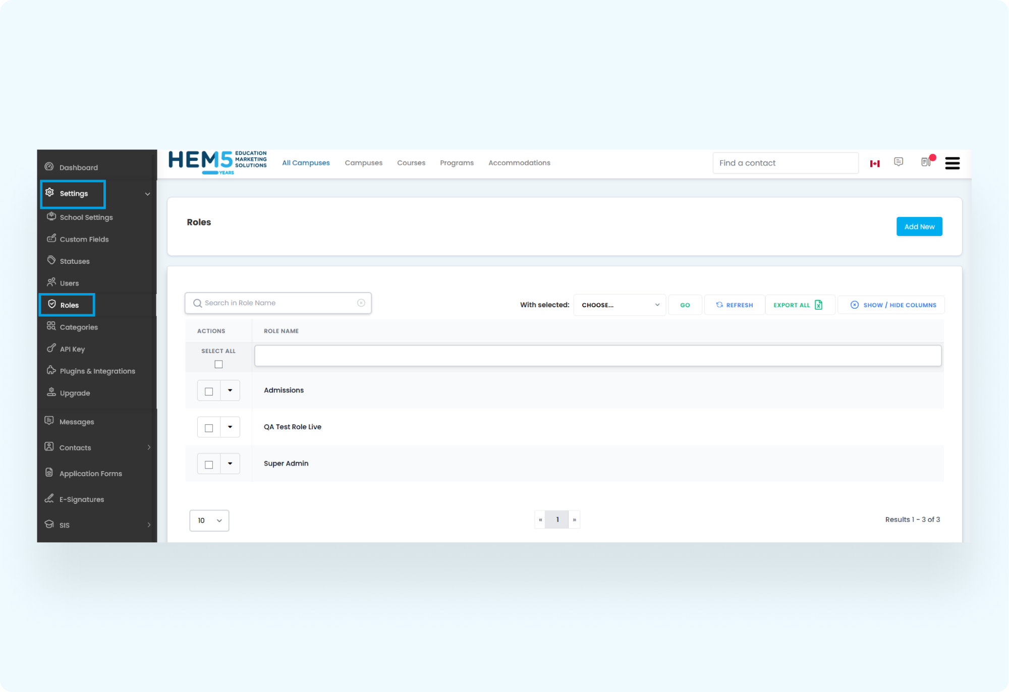 Accessing the Roles and Users Module