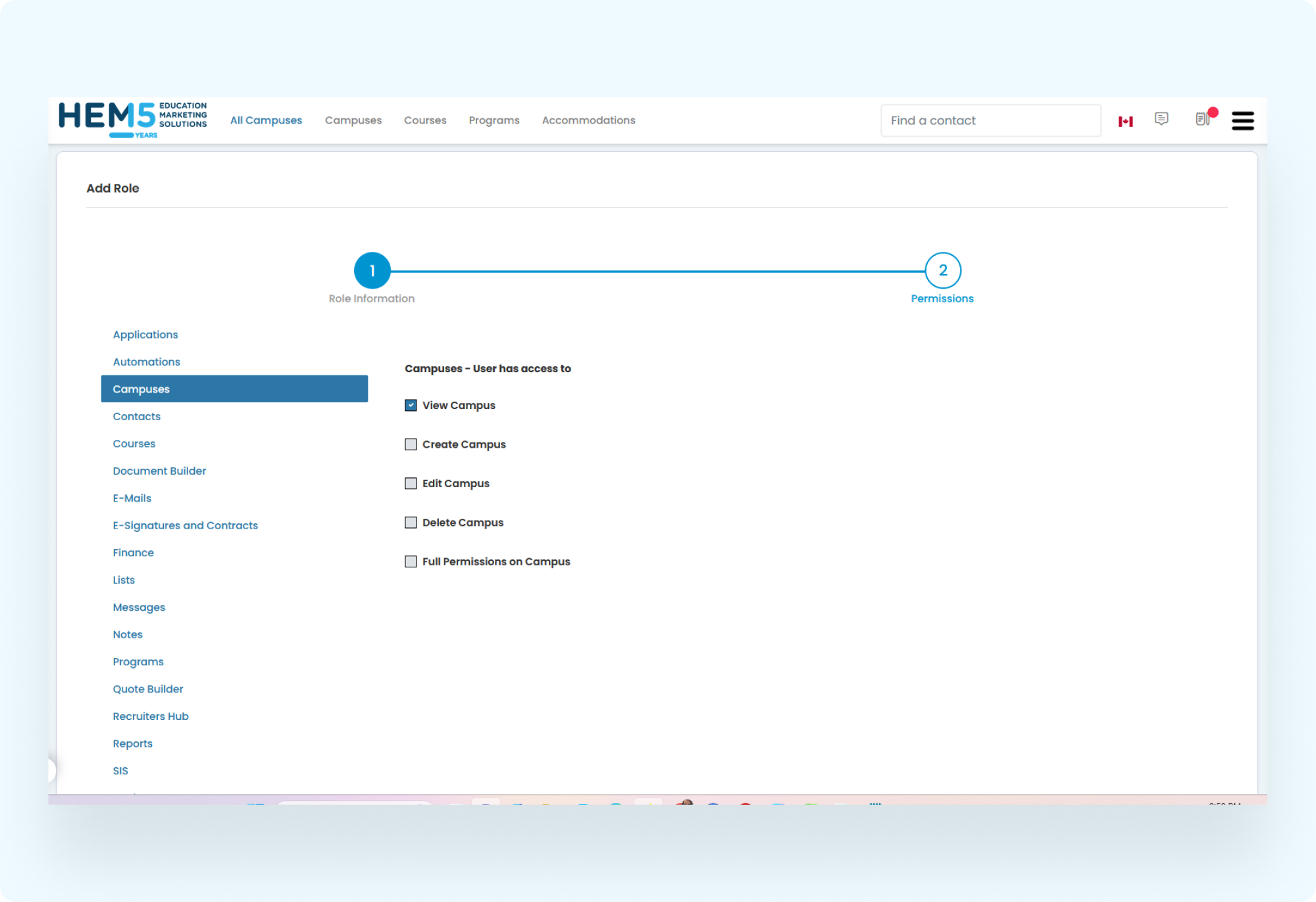 Configuring Role Permissions