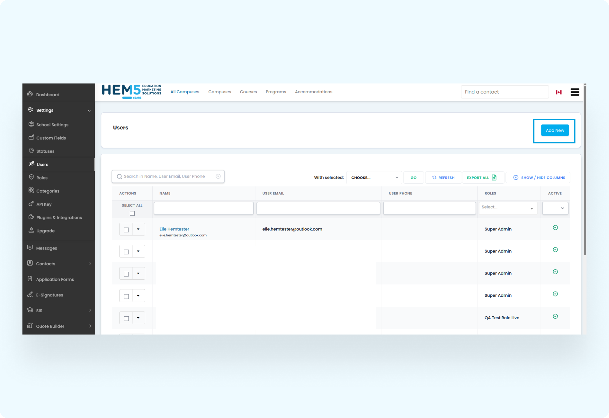 Creating or Updating a User Account
