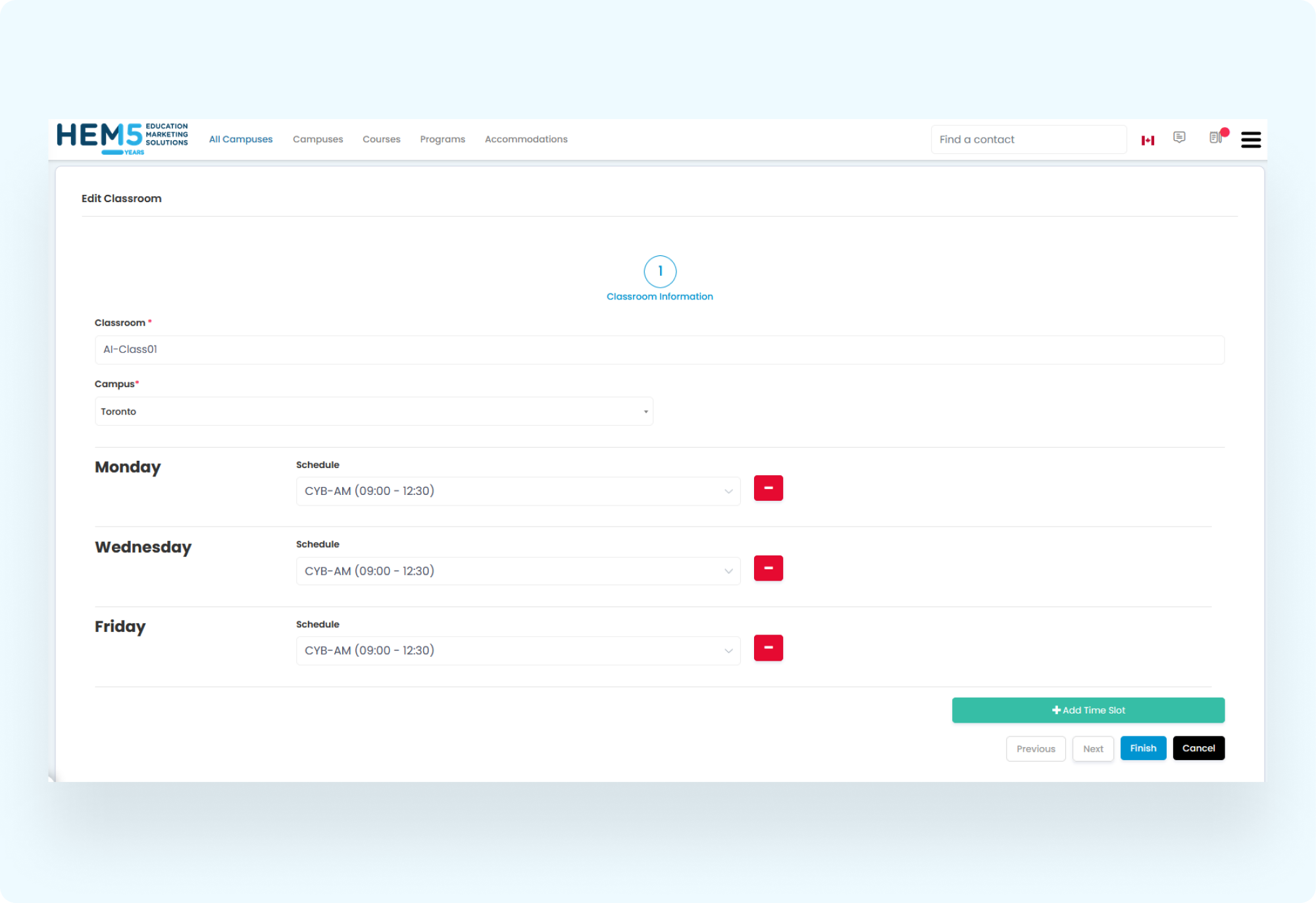 Editing an Existing Classroom