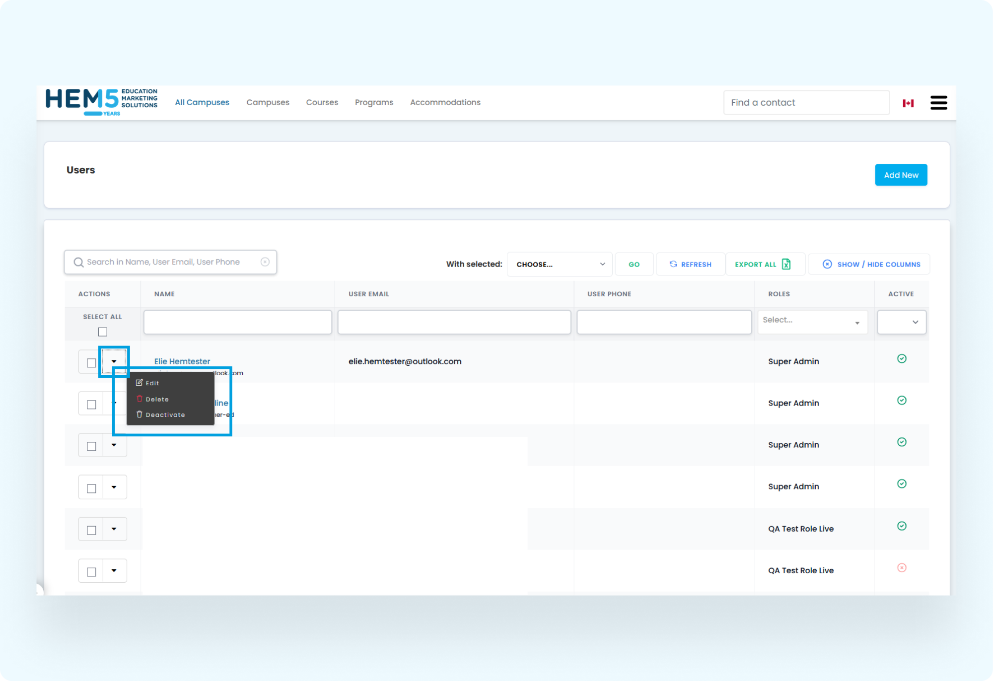 Creating or Updating a User Account