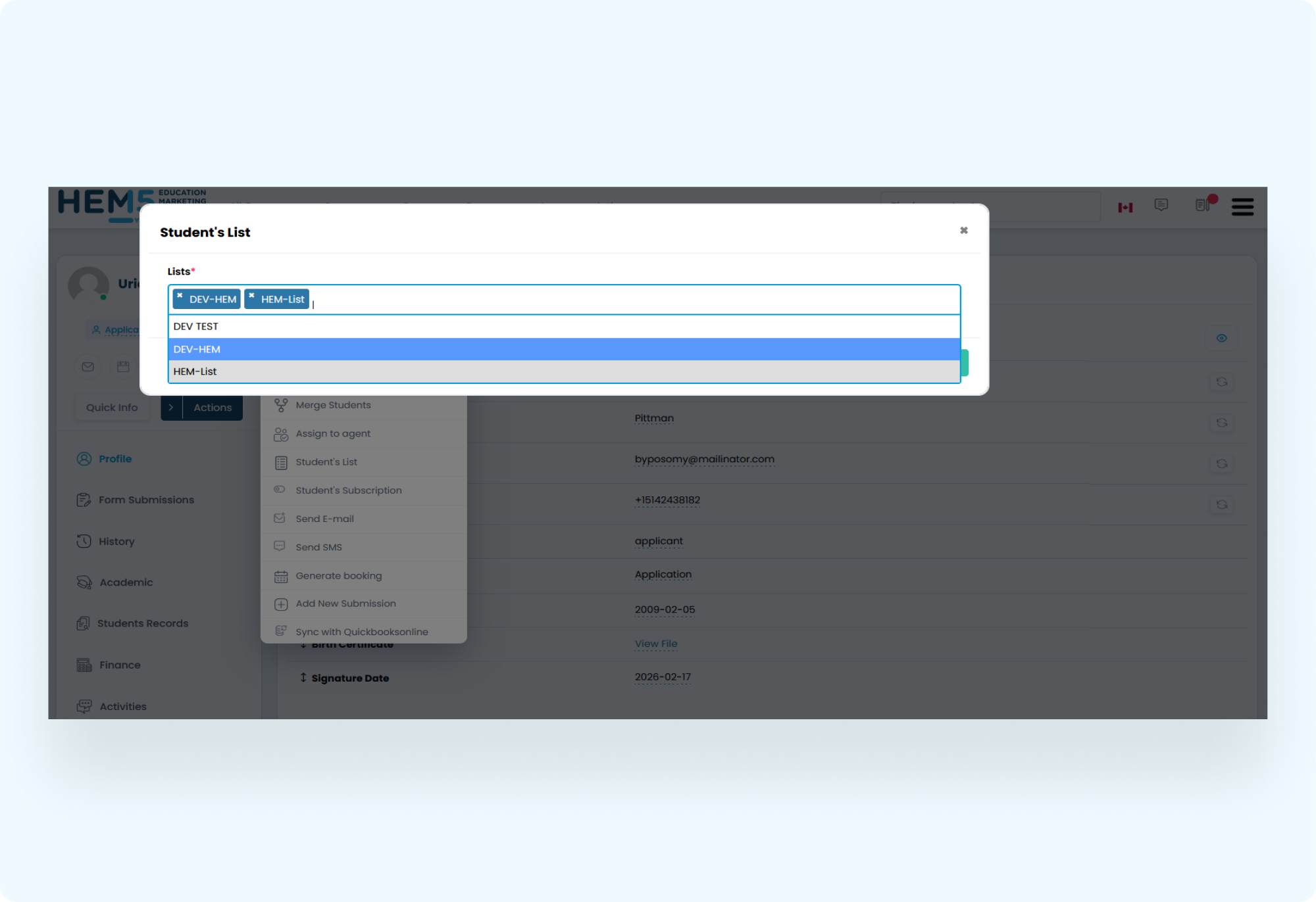 Creating a Static List