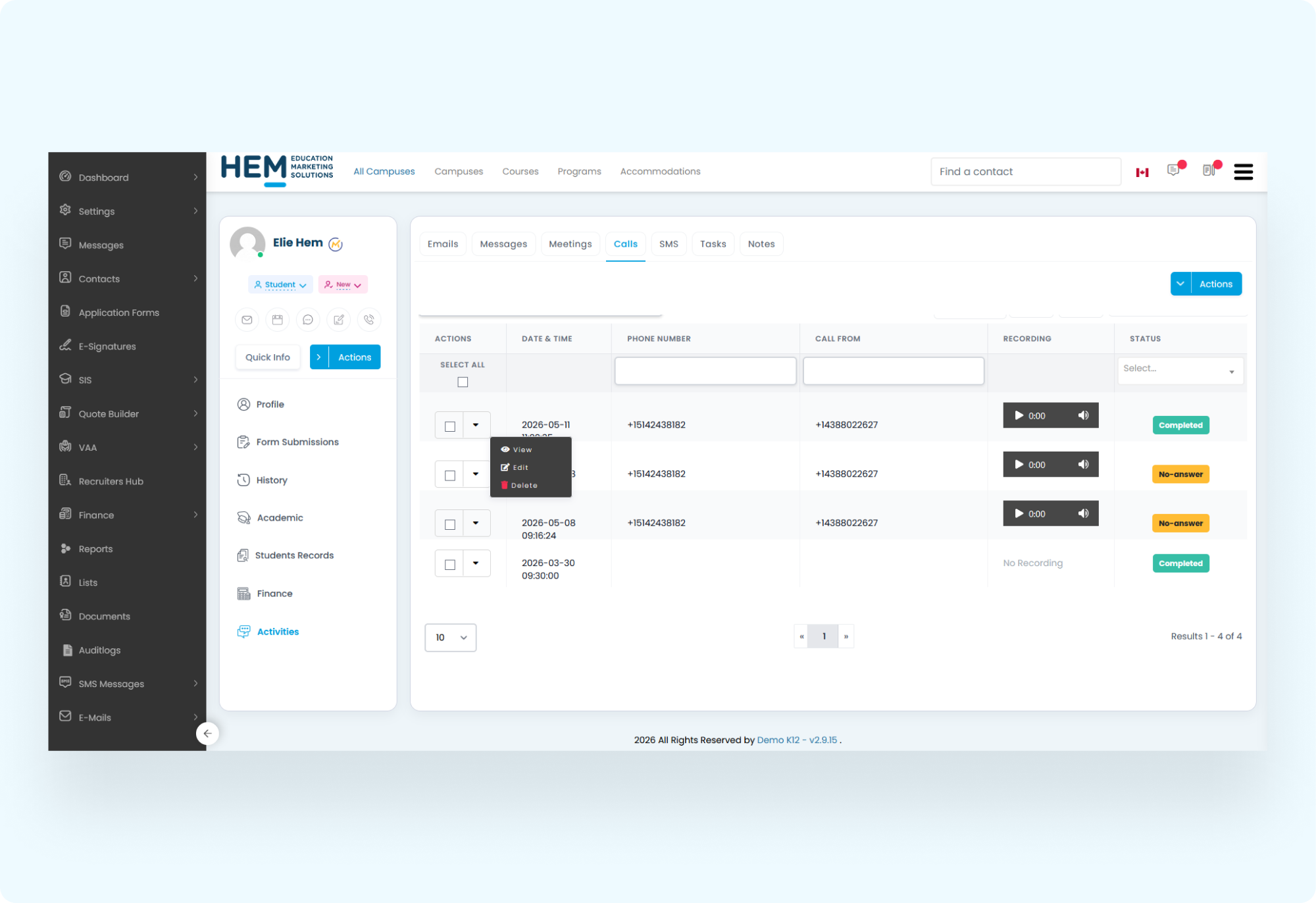 Managing Existing Call Records