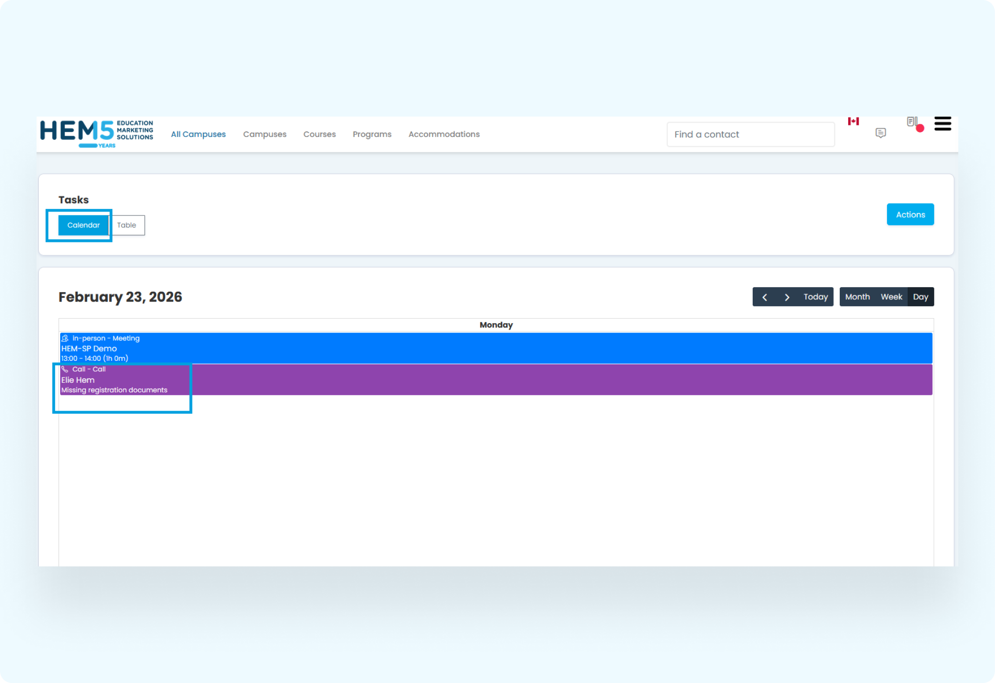 Select Calendar. Select Calendar.
