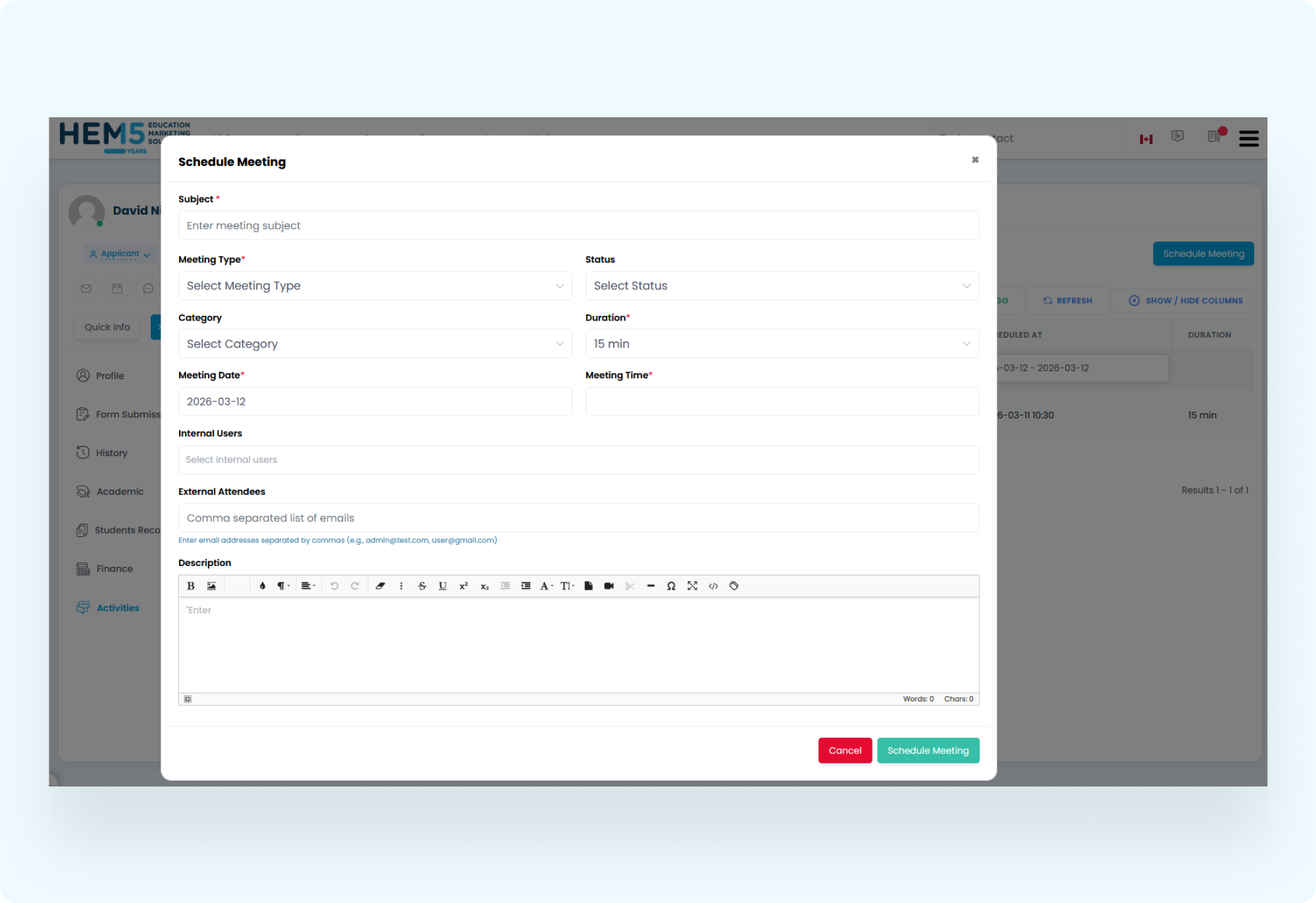 Scheduling a Meeting
