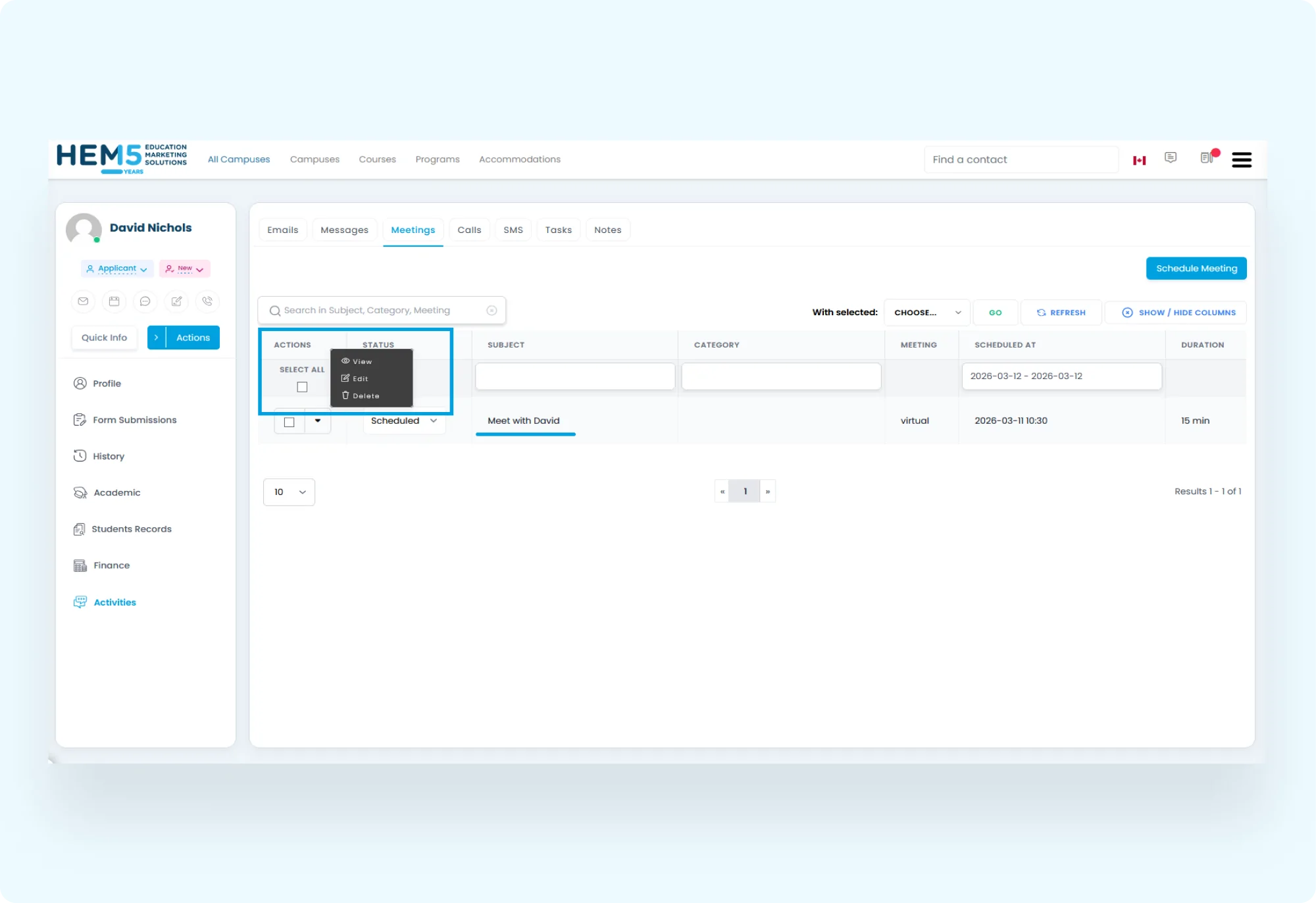 Managing Existing Meetings