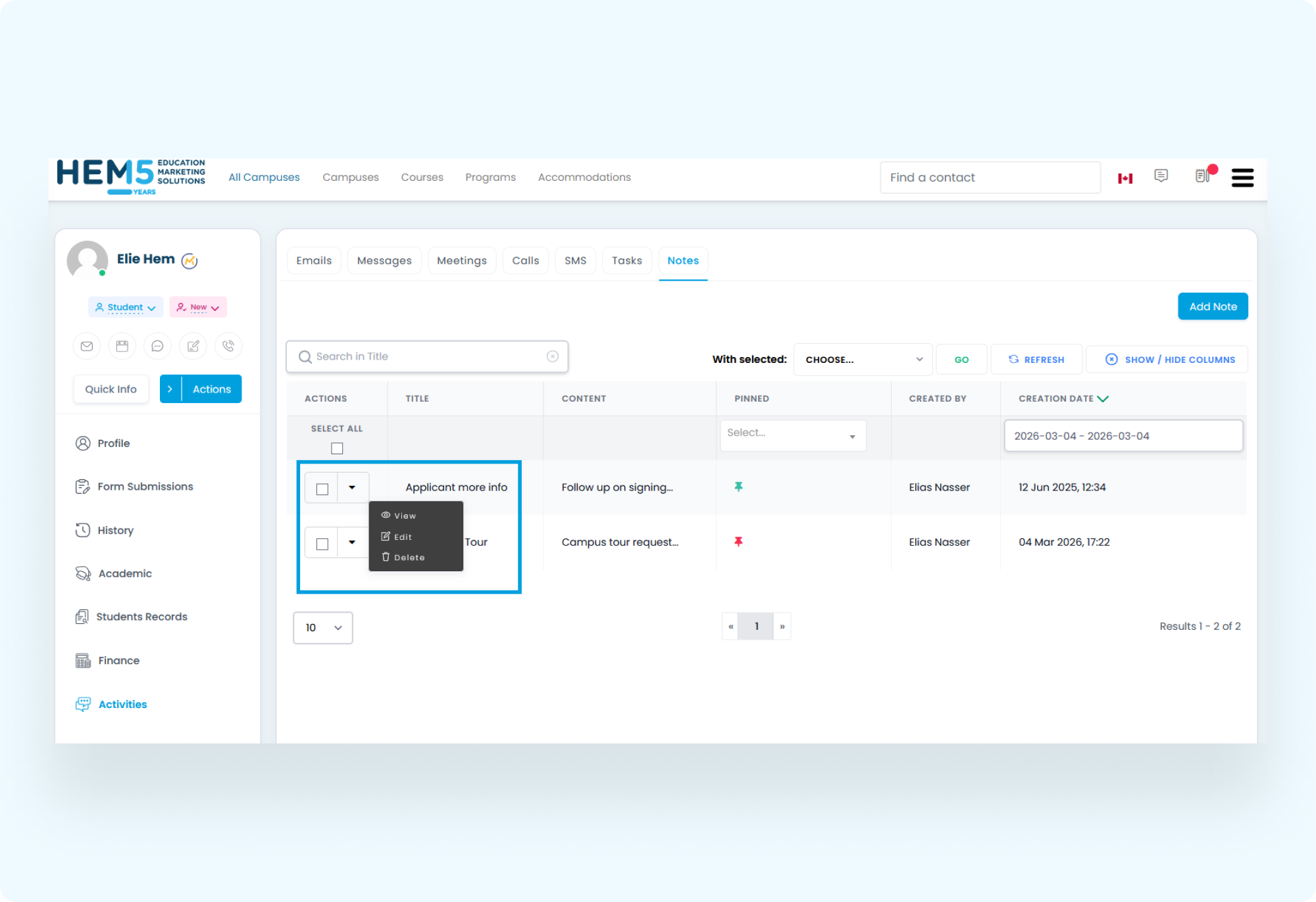 Managing Notes (View, Edit, Delete)
